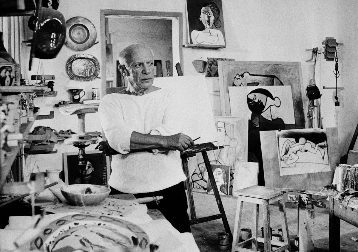 Pablo Picasso in his studio in Vallauris, France, in 1953 Associated Press/Alamy Stock Photo